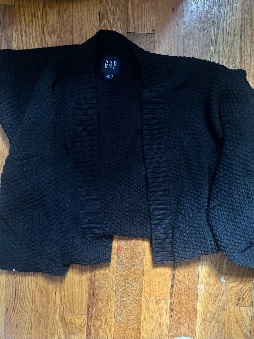 GAP Black Open-Front Chunky Knit Cardigan